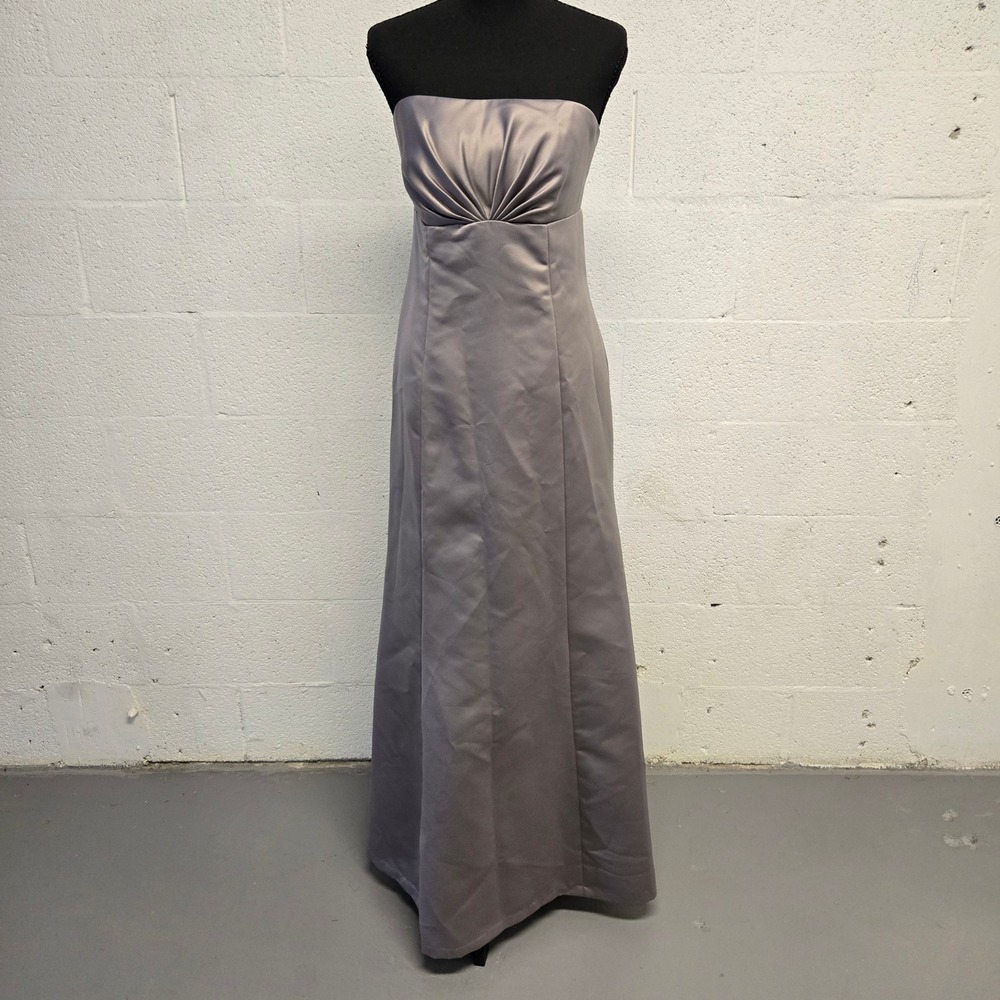 Dessy Collection 2726 Strapless Gown Mocha Duchess Satin Formal Dress Size 8
